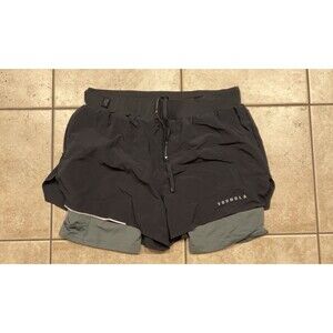 YoungLA Shorts Mens L Black Mesh Stretchy Lined Athletic Running Drawstring Gym